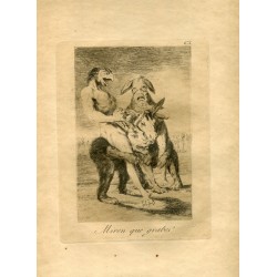 FRANCISCO DE GOYA «Miren que grabes!» Grabado original nº 63 de los Caprichos. Calcografía Nacional.