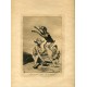 Aguafuerte de Goya.Aguarda que te unten. Lámina 67 de la serie de grabados Los Caprichos, edición de 1937.
