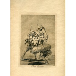 FRANCISCO DE GOYA «Unos a otros» Grabado original nº 77 de los Caprichos. Calcografía Nacional.