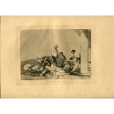 Goya etching. It's no use crying out ('No hay que dar voces'). Plate 58 from Disasters of War etching series, 1937 edition.