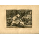 Goya etching. What madness! ('Que locura!'). Plate 68 from Disasters of War etching series, 1937 edition.