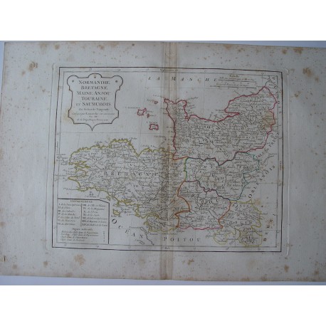 «Normandie, Bretagne, Maine Anjou, Touraine  et Saumurois» par Robert de Vaugondy-Delamarché 1806