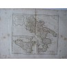 Mapa antiguo de las regiones del sur de Italia. Roberto de Vaugondy