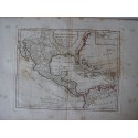 Mapa antiguo de México y América Central. Roberto de Vaugondy (1794)