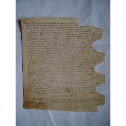 Documento notarial del siglo XVI sobre pergamino. Fechado en Arenys en 1525.