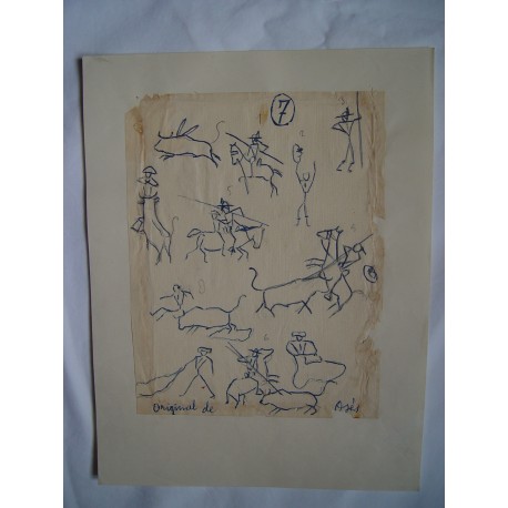 Tema taurino Dibujo de la pintora nacida en Calatayud Carmen Osés (1898-1961).