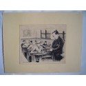 Profesor con sus alumnos Dibujo a tinta de Gabirondo.