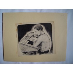 Alumno Dibujo a tinta de Gabirondo.