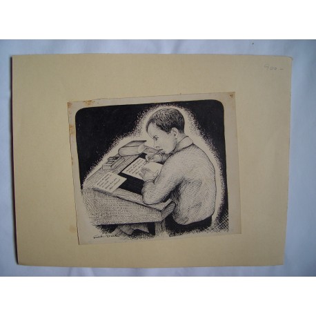 Alumno Dibujo a tinta de Gabirondo.