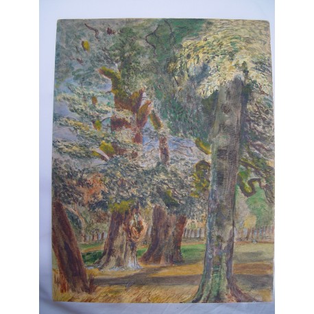 BosqueAcuarela de la escuela inglesa del siglo XIX-XX.