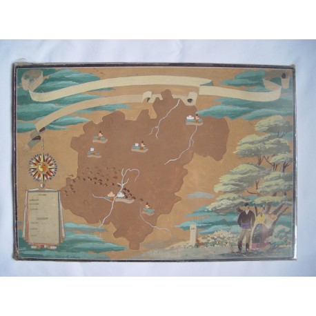 Mapa antiguo  posiblemente de Navarra Acuarela