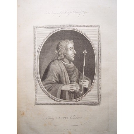 «King Canute the Dane» Grabado por John Goldar (Oxford,1729-Londres,1795)