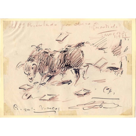 Angel Gonzalez Marcos. Dibujo: El 2º Protestado por  duro.de Guardiola Zaragoza, 1921