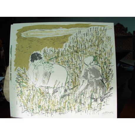 Agustín Redondela . Litografia  firmada a mano por el artista.