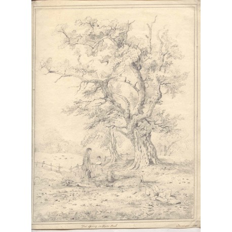 Paisaje Dibujo fechado en 1826 y firmado Charlotte