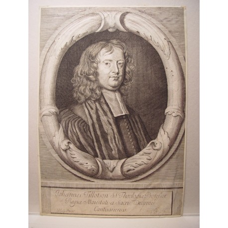 Johannes Tillotson S.S. Theologice Professor. Regice Maiestati a Sacris Decanus Cantuariensis' Segun obra de Peter Lely.