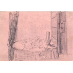 Jose Lopez Guntín (Villalba, Lugo 1929-Lugo1996) Bodegón Dibujo a lapiz.