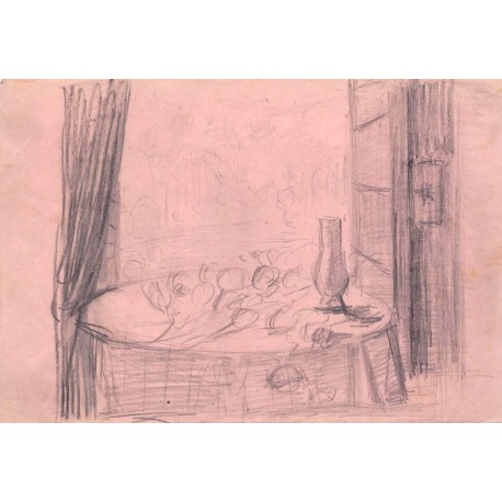 Jose Lopez Guntín (Villalba, Lugo 1929-Lugo1996) Bodegón Dibujo a lapiz.