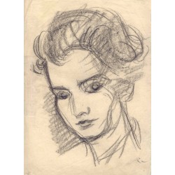 Jose Lopez Guntín (Villalba, Lugo 1929-Lugo1996) Retrato Dibujo a lapiz.