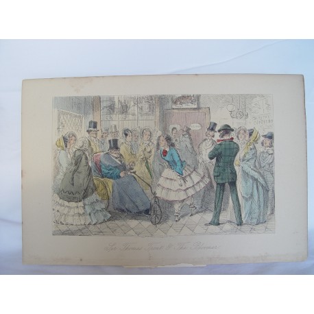 Sir Thomas Trout & The Blomer Grabado coloread original de Jhon Leech y Phiz en 1840-1855