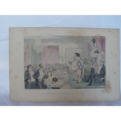 Mr. Jorrock s lectura on unting Grabado coloread original de Jhon Leech y Phiz en 1840-1855