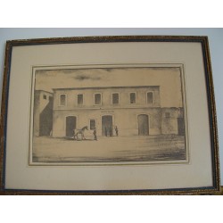 Cuartel del Rey Alicante. Litografía  antigua.