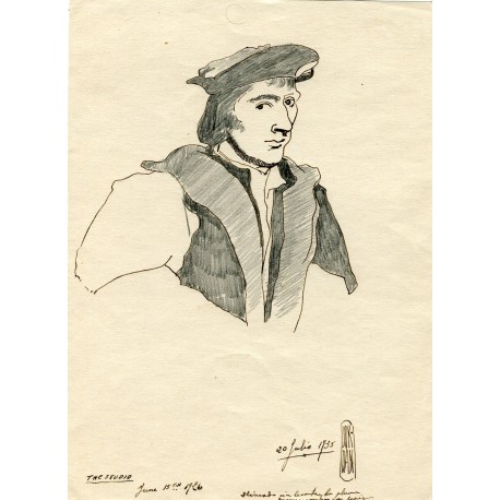 The studio. Dibujo sin levantar la pluma sombreado con lapiz por Jordan en 1926