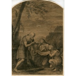 Grabado religioso siglo XVII por C.Duflos sobre obra de Beauguin