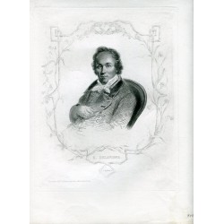 Retrato. Casimir Delavigne grabado por A. Riffaut
