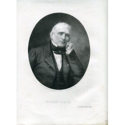 Retrato Eugene Scribe litografia por Pirodon copia de una fotografia de Nadar.
