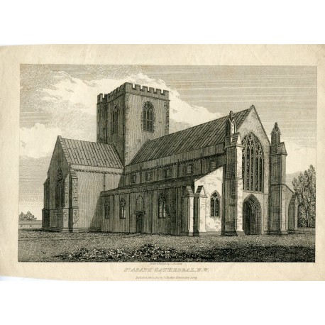 Gales. St. Asaph Cathedral grabado por J.C.Buckler 1820