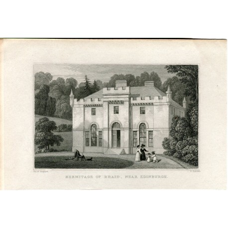 Hermitage of Braid, near Edinburgh grabado por W. Radcliffe en 1830