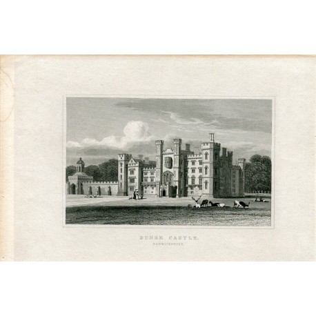 Escocia. Dunse Castle, Berwickshire, grabado por Henry Adlard 1829-1831