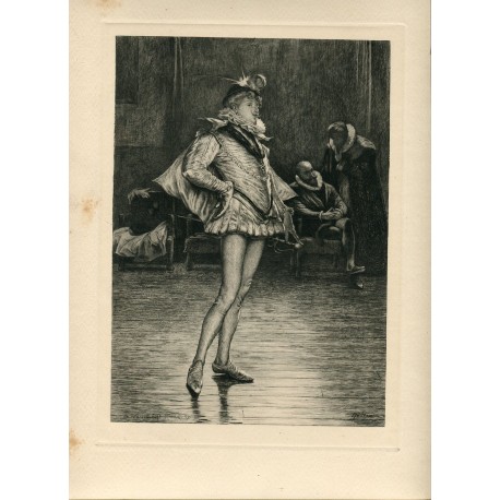 Personaje. Grabado por J. Pettie. Dibujó George Woolliscroft Rhead.