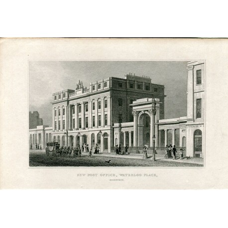 Escocia. New Post Office, Waterloo Place grabado por Alexander Mc.Clatchie 1829