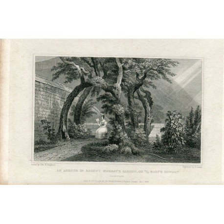 Escocia. An arbour in Regent Murray' s Garden grabado en 1830 por S. Lacey