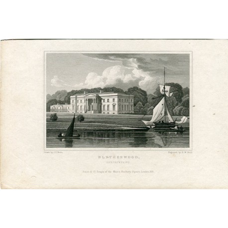 Escocia. Blytheswood Renfrewshire grabado en 1831 por H.W.Bond. Dibujó J.P. Neale