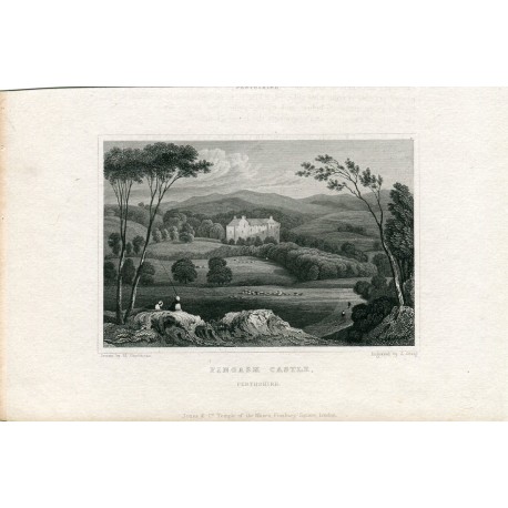 Escocia. Fingask Castle grabado por J. Greig, 1830