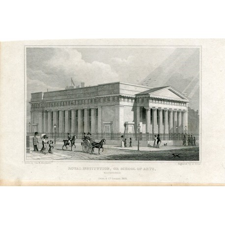Escocia. Royal Institution or School of Arts grabado por A. Cruse. Dibujó Thomas H. Shepherd