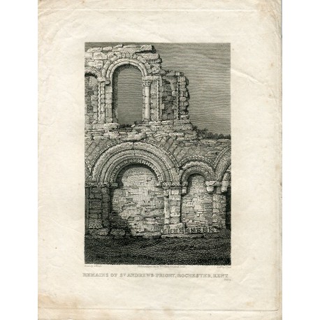 Remains of St. Andrews, Priory, Rochester grabado por J. Tyrel