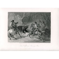 Native Californian Lassoing Bear grabado por Francis Holl