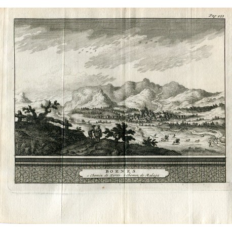 Cádiz. Vista de Bornes, camino de Jerez y camino de Málaga. Van der Aa, 1707