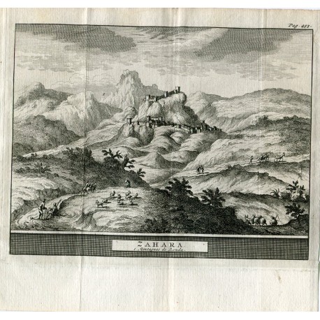 Málaga. Zahara , montañas de Ronda. Grabado por Pieter Van der Aa, 1707.