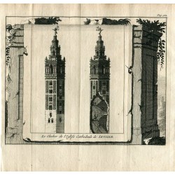 Sevilla. El reloj de la Catedral. Grabado por Pieter Van der Aa, 1707.