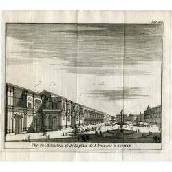 Sevilla. Vista del Monasterio y de la plaza de San Francisco.  Van der Aa. 1707