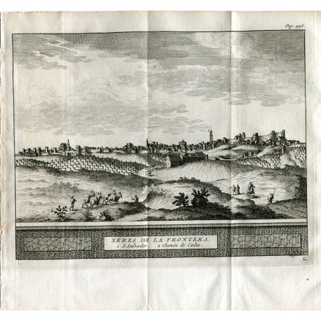Cadiz. Xeres de la Frontera. Grabado por Pieter Van der Aa, 1707.