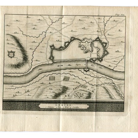 Plano de Lérida grabado por Pieter van der Aa en 1707