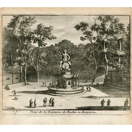 Vue de la fontaine de Bachus á Aranjuez grabado por Pieter Van der Aa