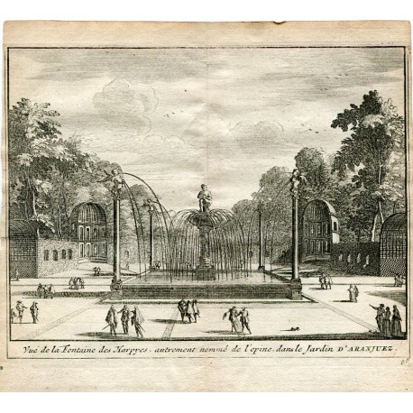 Vue de la Fontaine des Harpyes autrement nommé de l'epine dans le jardin d'Aranjuez por Van der Aa.