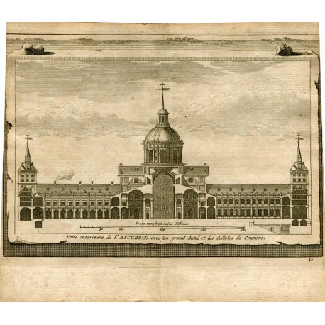 Veue interieure de l'Escorial avec son grand Autel et les Cellules du Couvent por Van der Aa